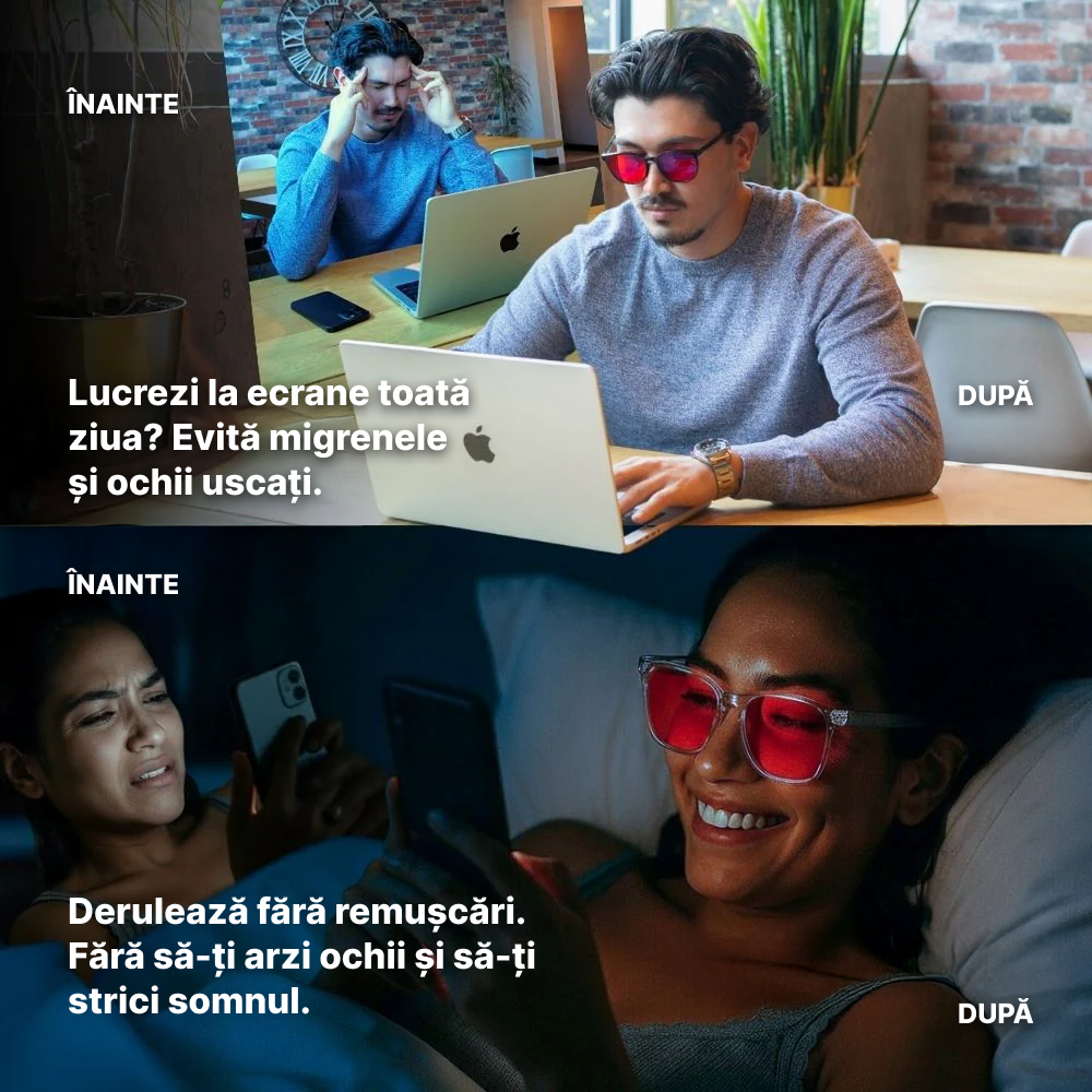 Vue Pro | Ochelari unisex cu lentile roșii care blochează lumina albastră