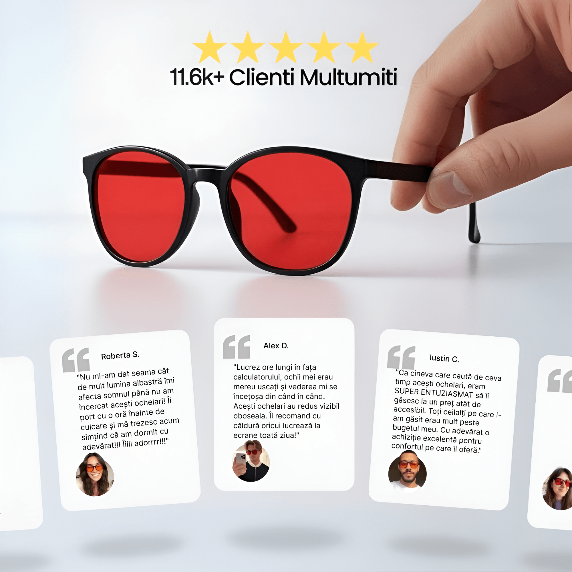 Vue Pro | Ochelari unisex cu lentile roșii care blochează lumina albastră